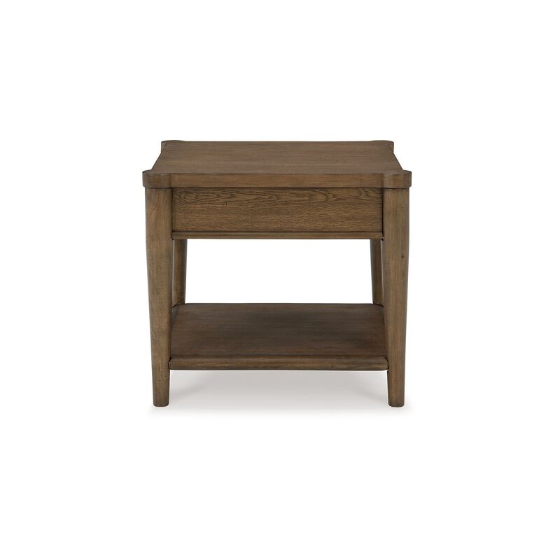 Howie Side End Table, Drawer and Shelf, Rectangular 26 Inch Brown Wood