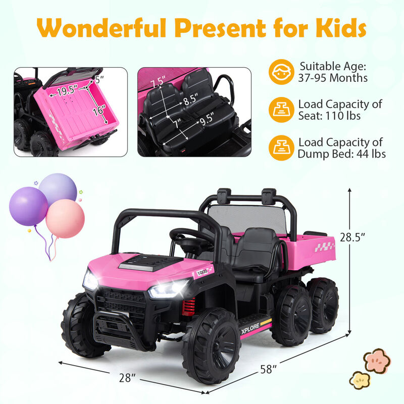 2 Seater 24V Ride On Dump Truck 4WD with Electric Dump Bed and Lights for Kids image number 2
