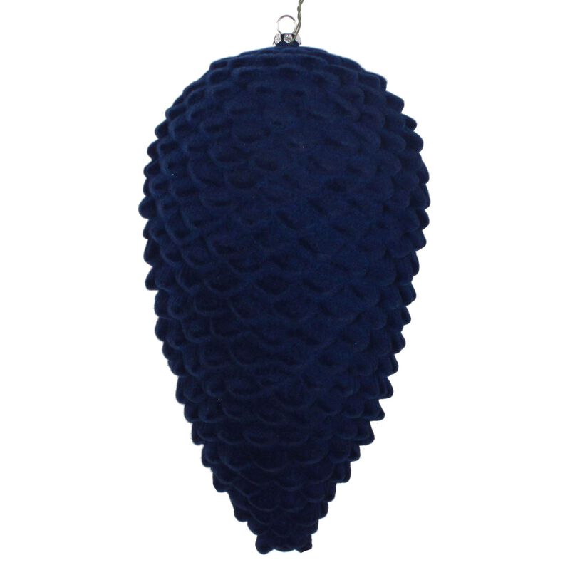 Vickerman 10" Midnight Blue Flocked Pinecone Christmas Ornament image number 0