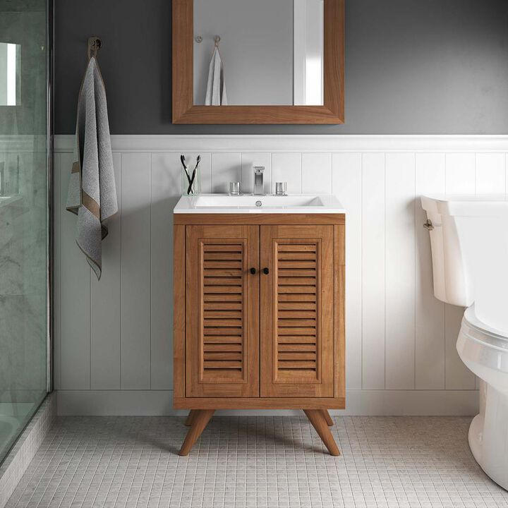 Modway Birdie 24 Teak Wood Bathroom Vanity Cabinet (Sink Basin Not Included)