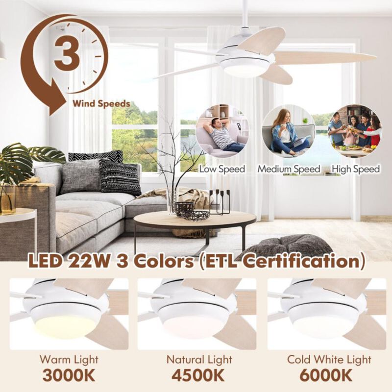 Hivvago 52 Inch Ceiling Fan with Lights and 3 Wind Speeds