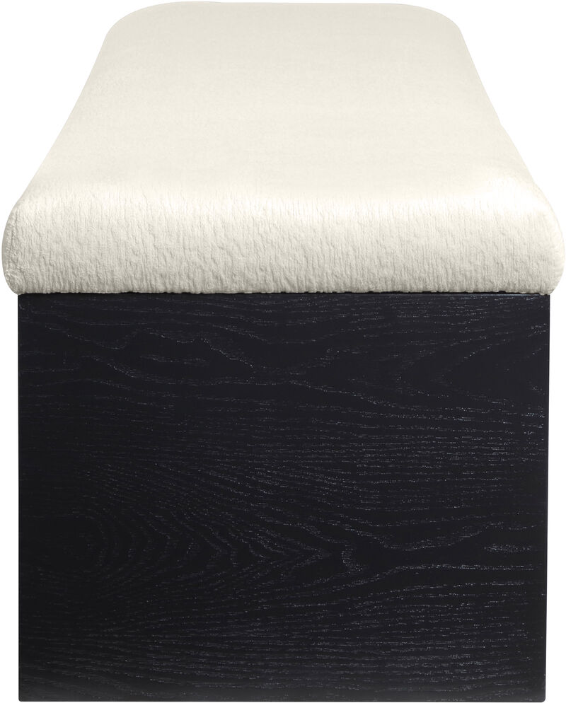 Meridian Furniture Lawson Cream Velour Fur Fabric Bench