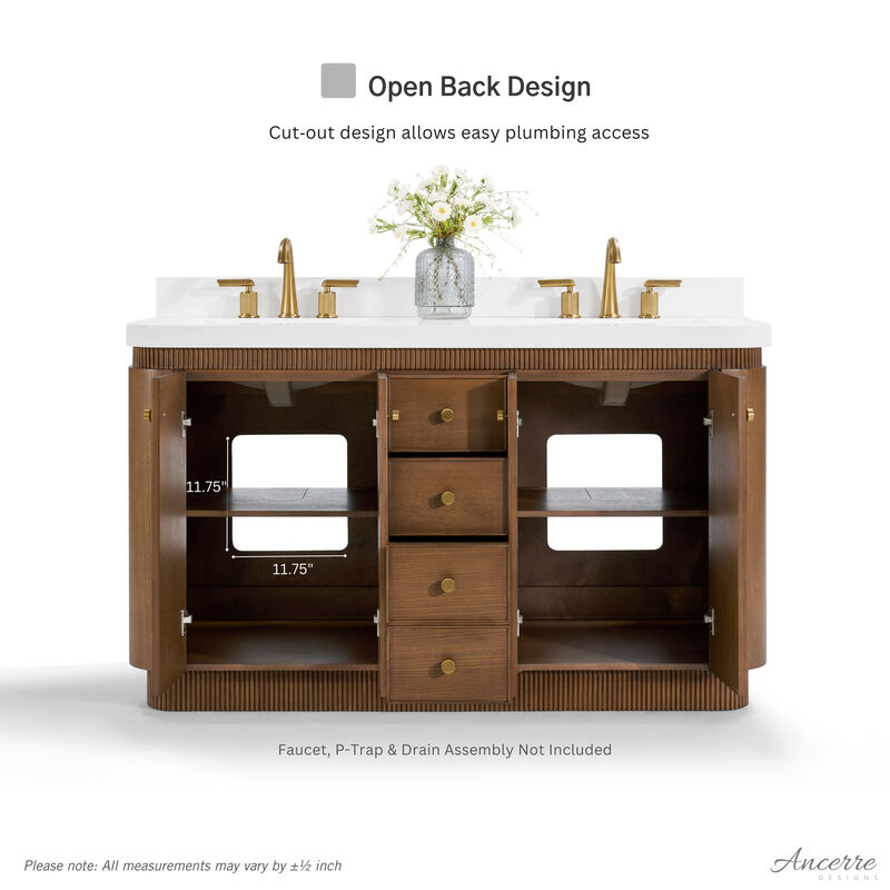 Aston 72 inch Bath Vanity Set in Chestnut Oak Finish with Alpine White Quartz Top image number 6