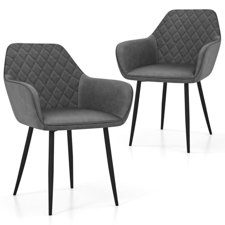 Hivvago Leisure Dining Chair Set of 2 with Curved Backrest and Wide Seat