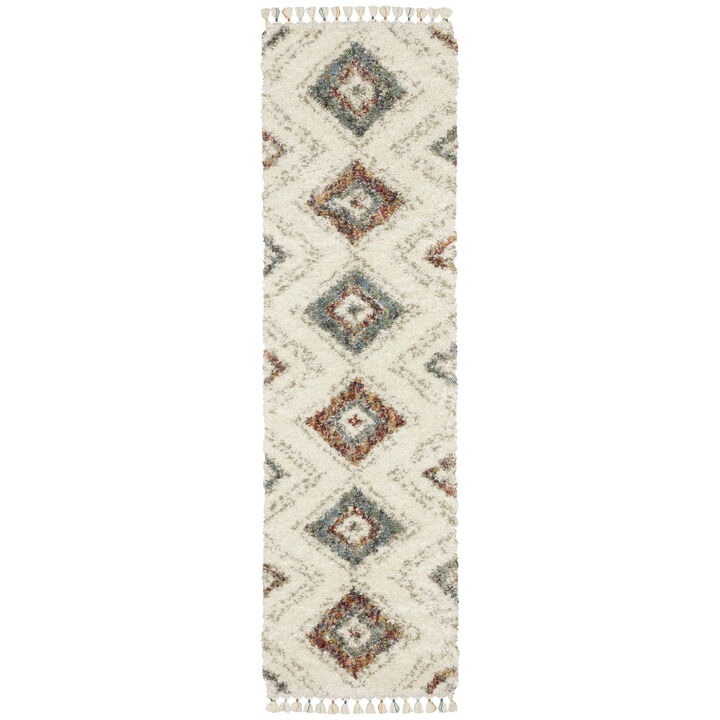 HomeRoots Southwestern Shag Area Rug With Fringe