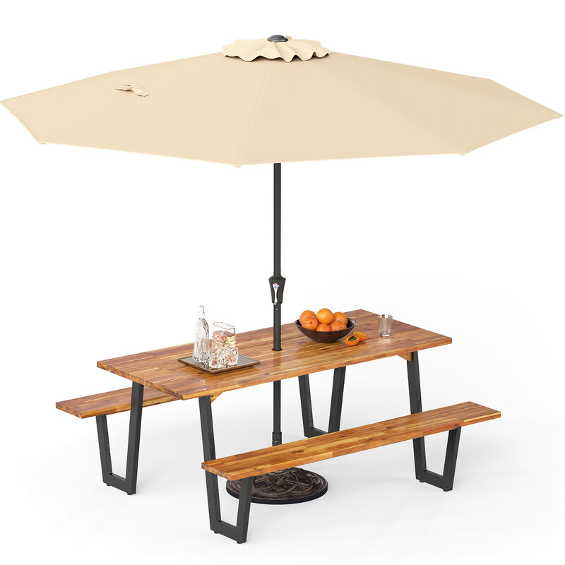 6-Piece Patio Dining Set with Umbrella and Secure Base