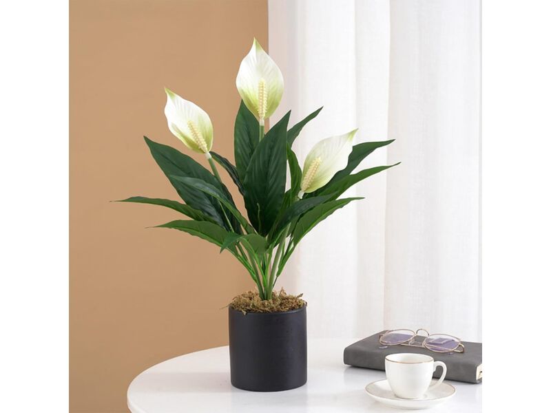 3 Piece White Artificial Lily Flowers Garden Porch Decor image number 1