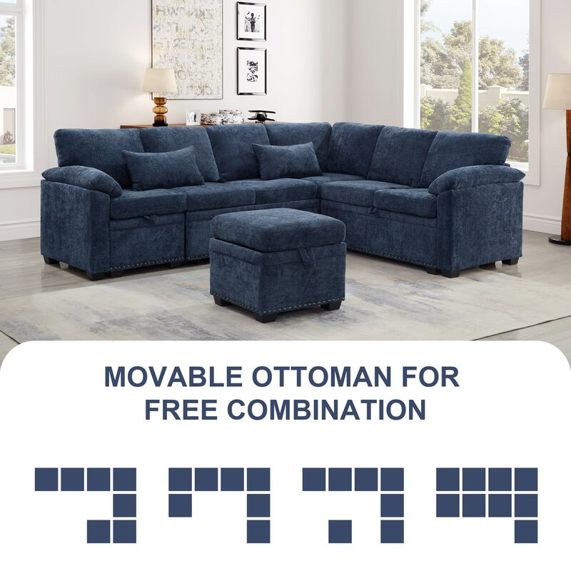 Jibvar L-Shaped Sectional Sofa Bed image number 7