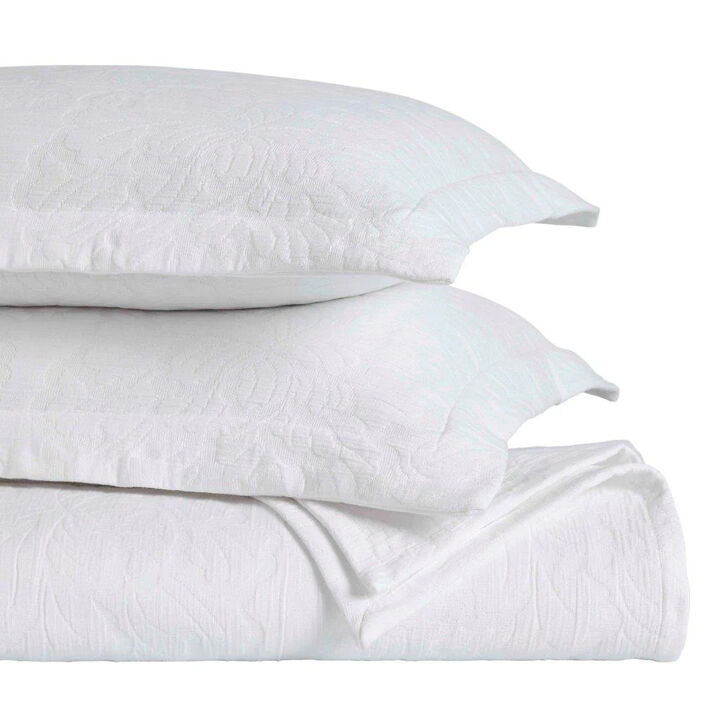 3-Piece Cotton Matelasse Bedspread Set with Floral Design