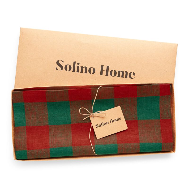 Solino Home 100% Pure Linen Table Runner - Buffalo Check