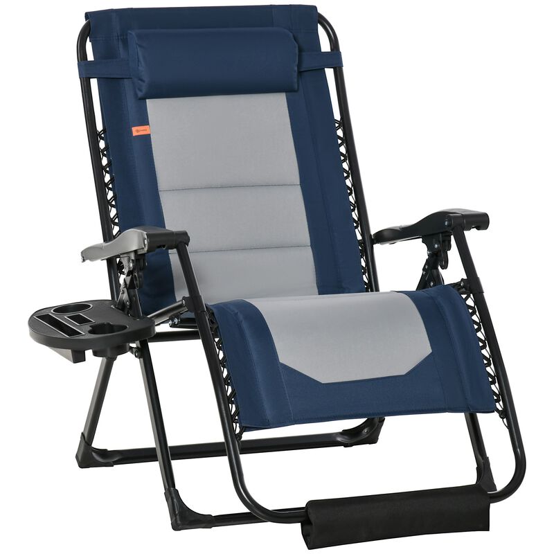 Blue Outdoor Relaxer: Zero Gravity Recliner with Cup Holder