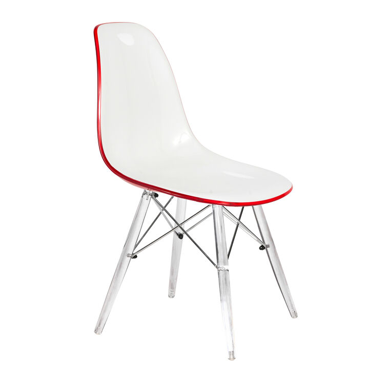 LeisureMod Dover Molded Side Chair with Acrylic Base
