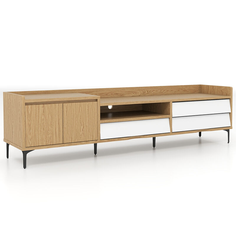 Modern TV Stand with Storage Cabinet, Mid Century Entertainment Center-Natural image number 0