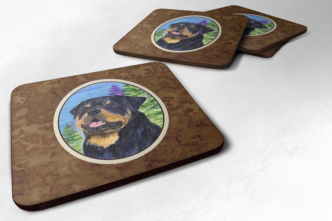 Caroline's Treasures SS1026FC Rottweiler Foam Coasters (Set of 4), 3.5 H x 3.5 W, Multicolor