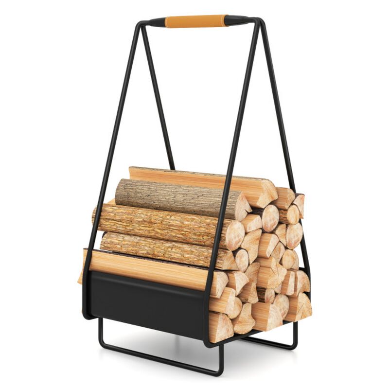 Firewood Storage Rack Heavy-duty Metal Log Holder with Handle and Square Rack image number 6
