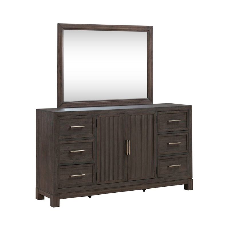 Liberty Furniture Modern Edge Dresser & Mirror Set for Bedroom - Caffe image number 7