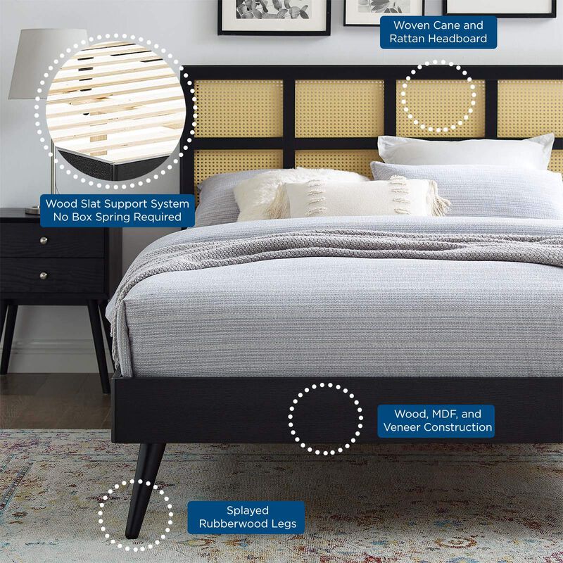 Modway - Sidney Cane and Wood King Platform Bed with Splayed Legs image number 8