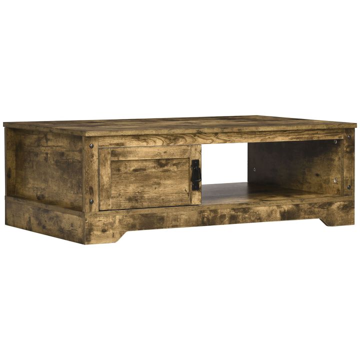 Rustic Brown Living Room Table: Vintage Coffee Table with Storage