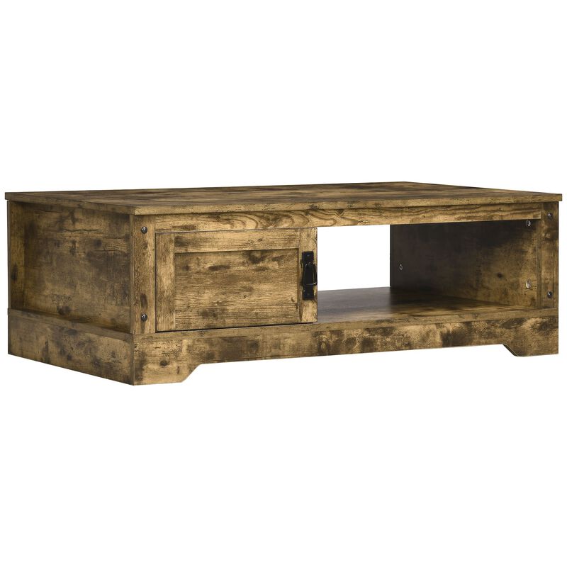 Rustic Brown Living Room Table: Vintage Coffee Table with Storage
