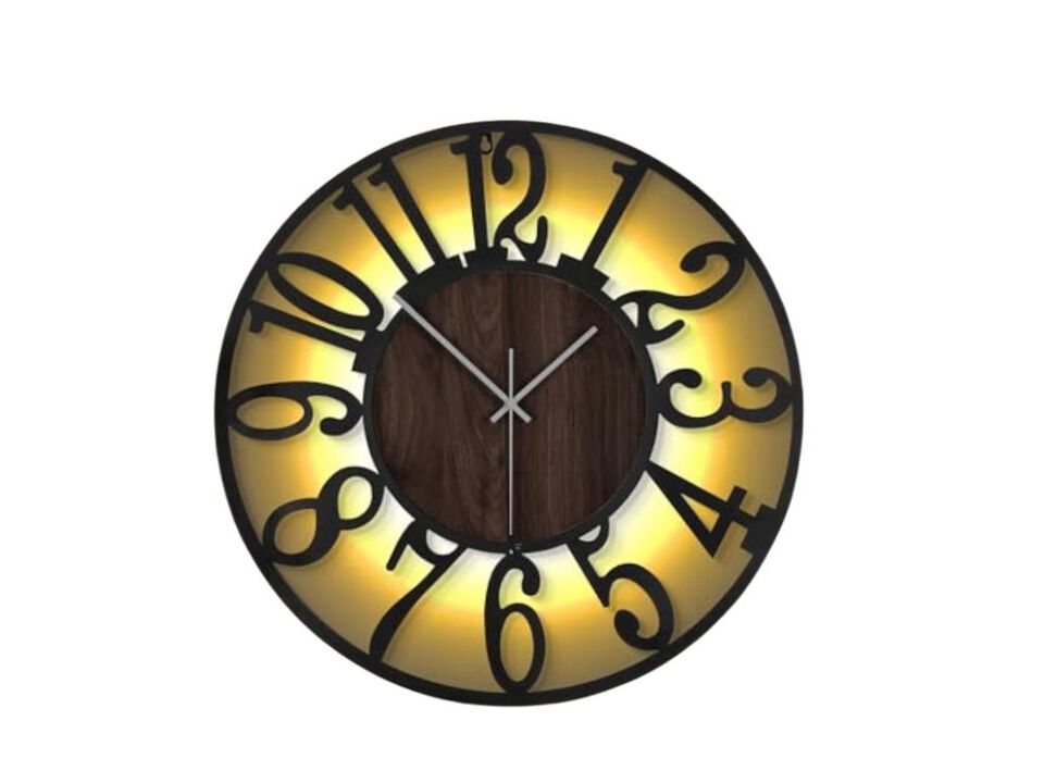 Large Wall Clock 24 Lighted Rustic Wood Remote Timer Silent Battery Operated