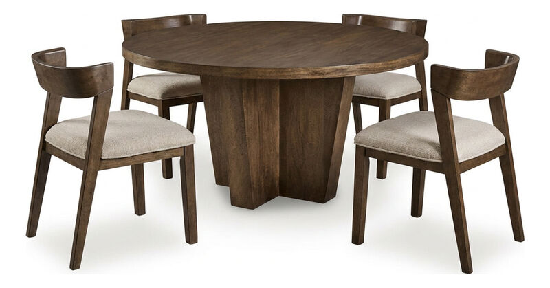 Kristiland Round Table & 4 Curved Back Side Chairs image number 0
