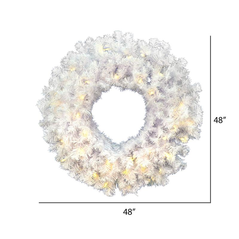 Vickerman 48" Crystal White Spruce Artificial Christmas Wreath, Warm White LED Mini Lights - Faux Spruce Christmas Wreath - Seasonal Indoor Home Decor image number 2