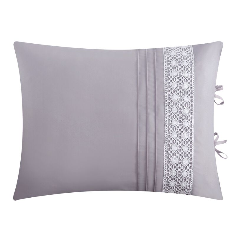 Chic Home Brice Comforter Set Pleated Embroidered Design Bedding - Decorative Pillows Shams Included - 5 Piece - Queen 90x92", Lilac