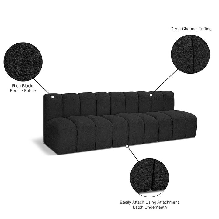Meridian Furniture Arc Black Boucle Fabric Modular Sofa