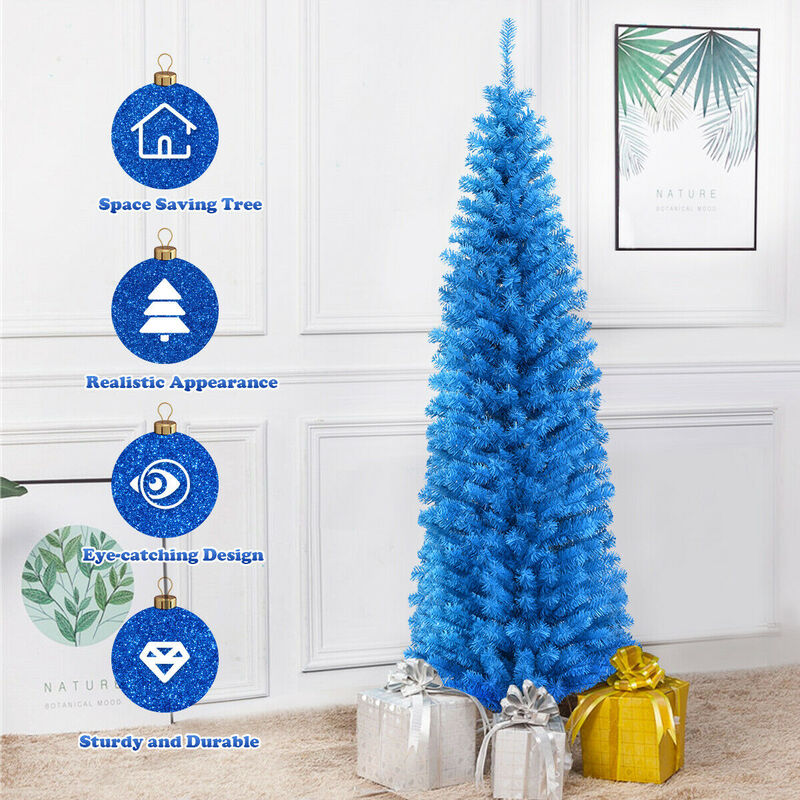 Unlit Artificial Christmas Halloween Pencil Tree with Metal Stand