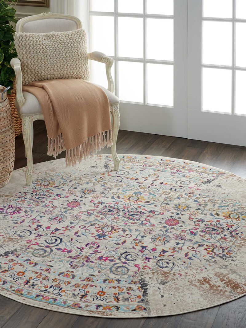 Vintage Kashan VKA02 Ivory 6' x Round Rug