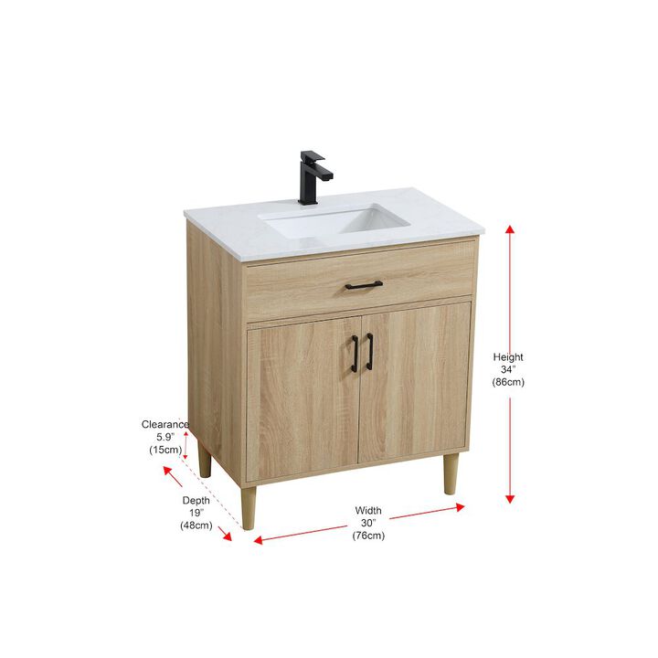 Elegant Kitchen and Bath Chandler 30 Inch Single Bathroom Vanity In Mango Wood