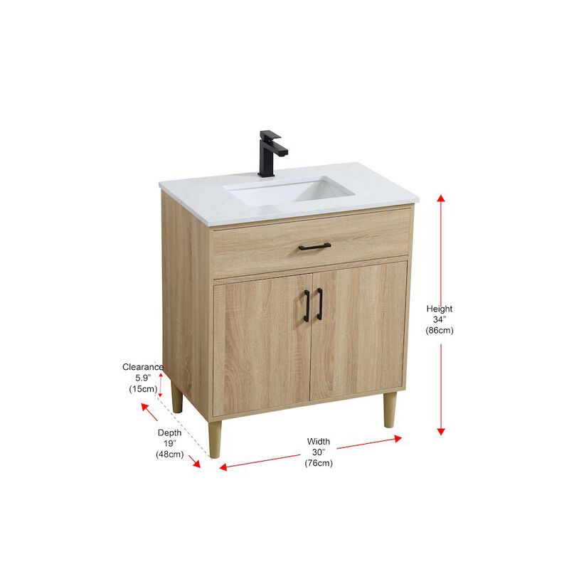 Elegant Kitchen and Bath Chandler 30 Inch Single Bathroom Vanity In Mango Wood