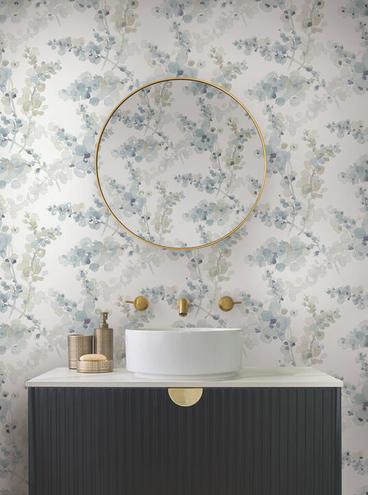 Blossom Fling Blue Peel & Stick Wallpaper