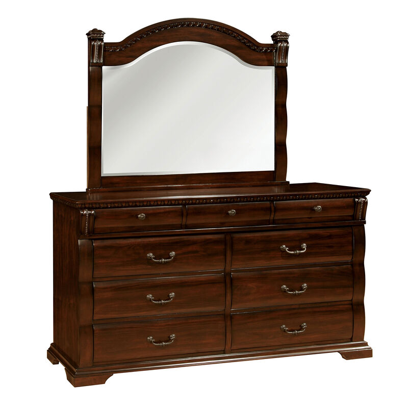 Cam 4 Pc Queen Poster Bedroom Set, Carved Accents and Cherry Brown
