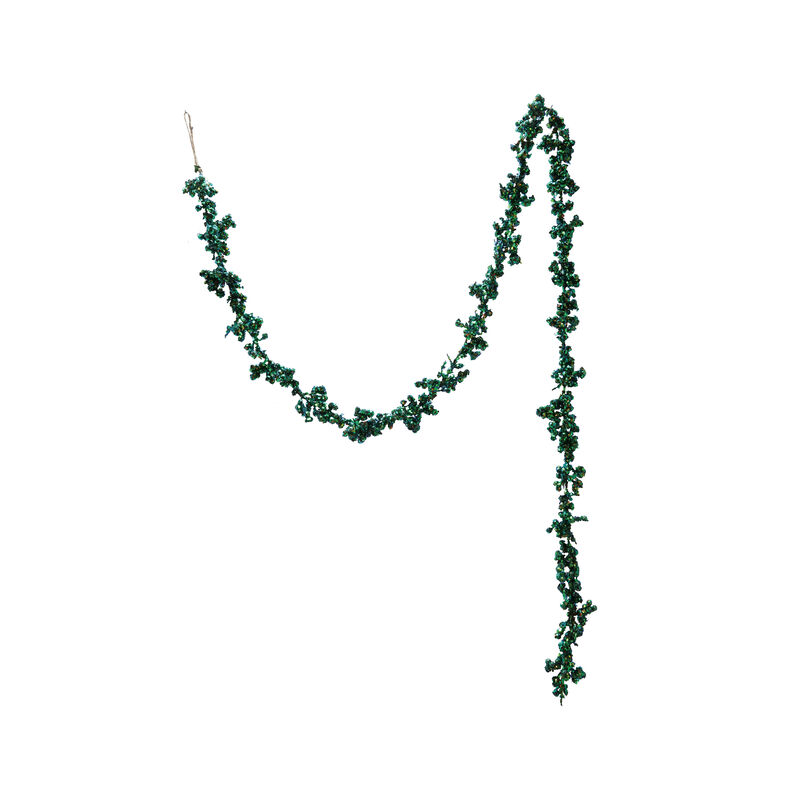 Foam and Glitter Ball Garland in Iridescent Finish, Green image number 0