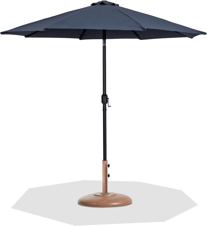 Meridian Furniture Fiji Grey Fabric / Teak Aluminum Patio Umbrella with Base Sets