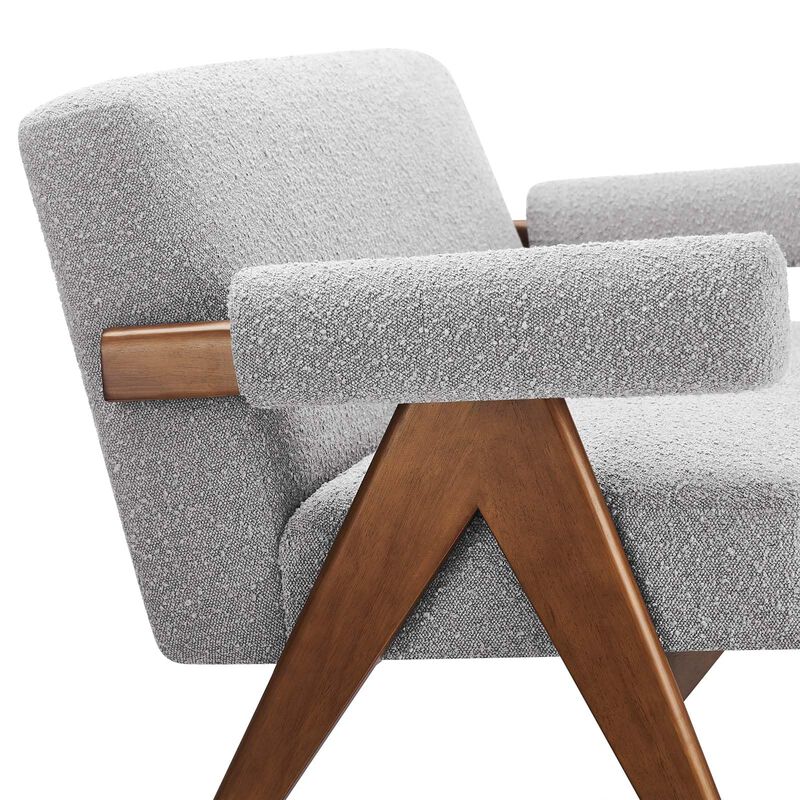 Modway EEI-6504-LGR Lyra Boucle Fabric Loveseat, Light Gray image number 6
