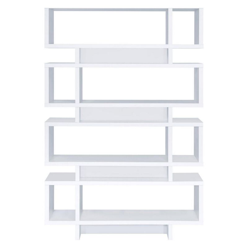 Tremendous white bookcase with open shelves-Benzara image number 2