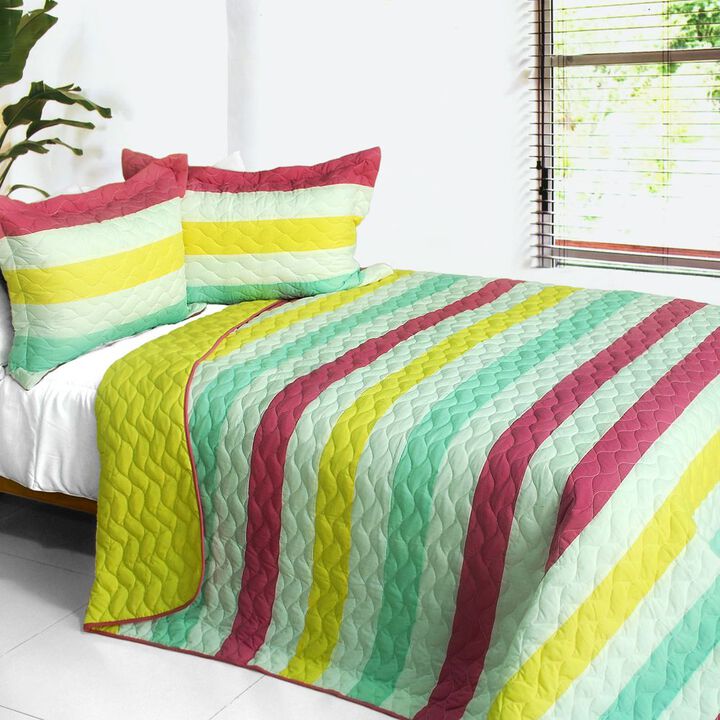 3-Piece Quilted Patchwork Quilt Set Soft Lightweight Bedding