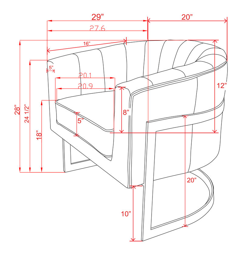 Pasargad Home Castello Genuine Leather Barrel Chair image number 7