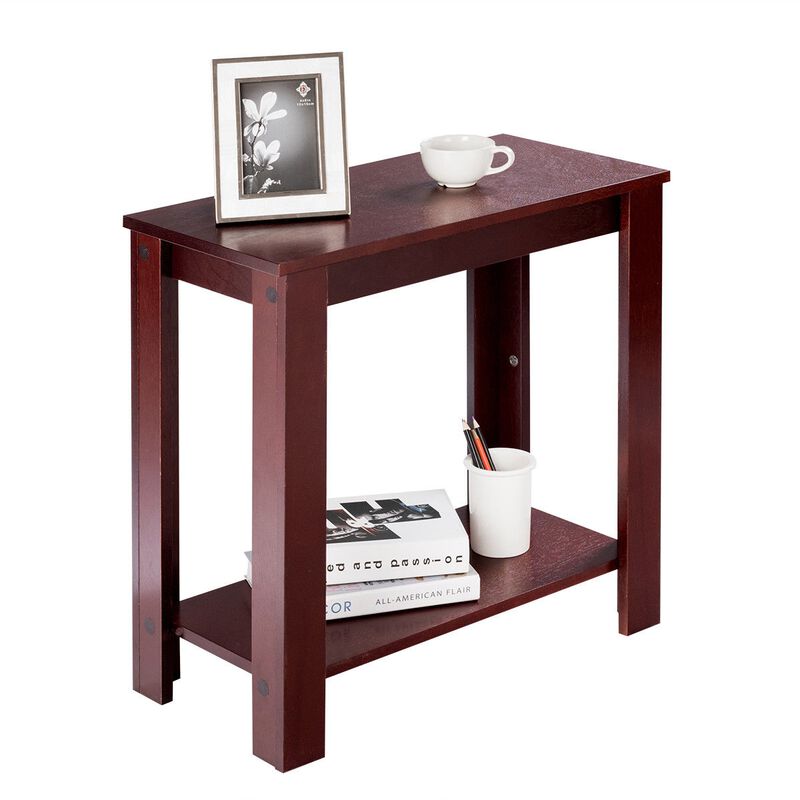 2-Tier Modern End Table with Storage Shelf, Compact Design for Small Spaces