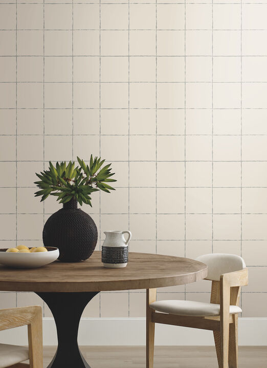 La Vitre Plaid Lichen Grey Wallpaper
