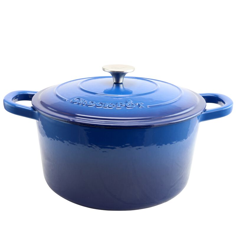 Crock Pot Artisan 7 Quart Round Cast Iron Dutch Oven in Sapphire Blue