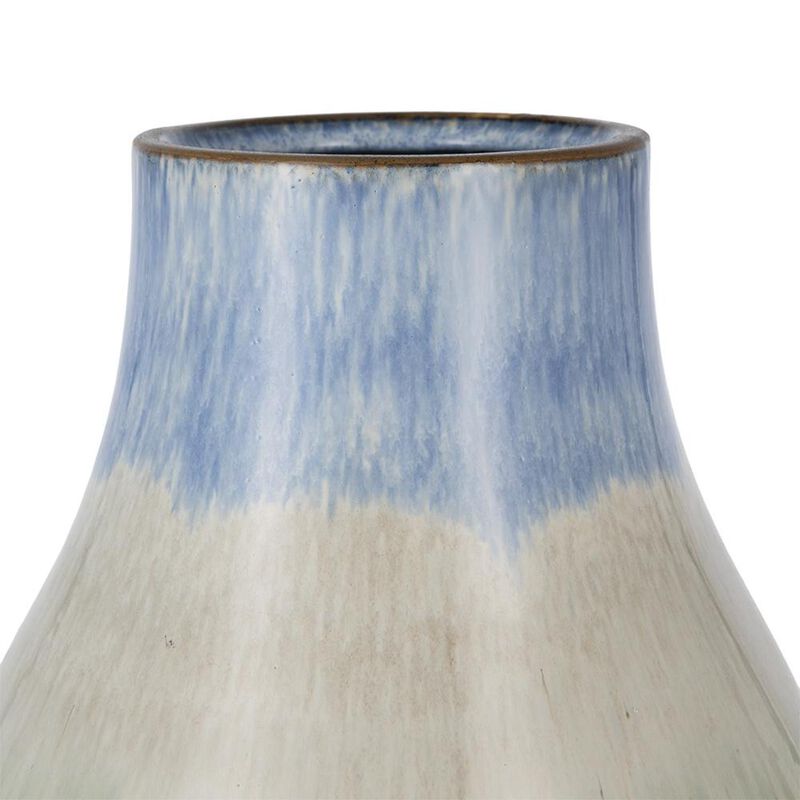 HomeRoots 10" Blue And Gray Ombre Ceramic Round Table Vase image number 4