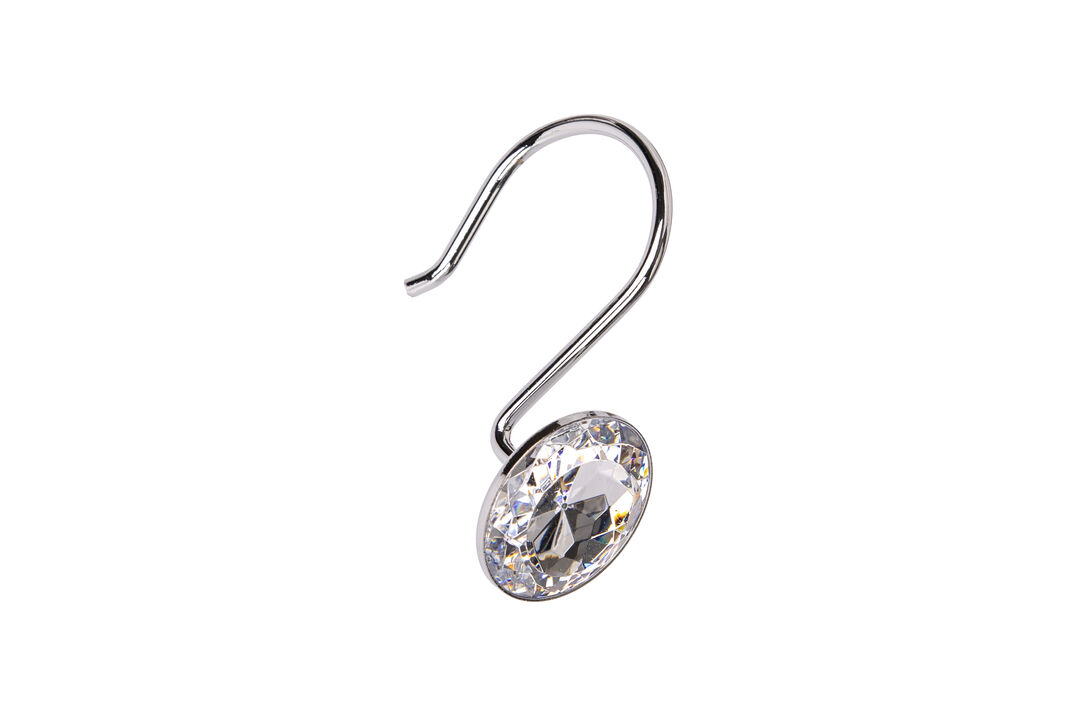 Utopia Alley Rust-Resistant Metal Shower Curtain Hooks with Large Crystal, Set of 12