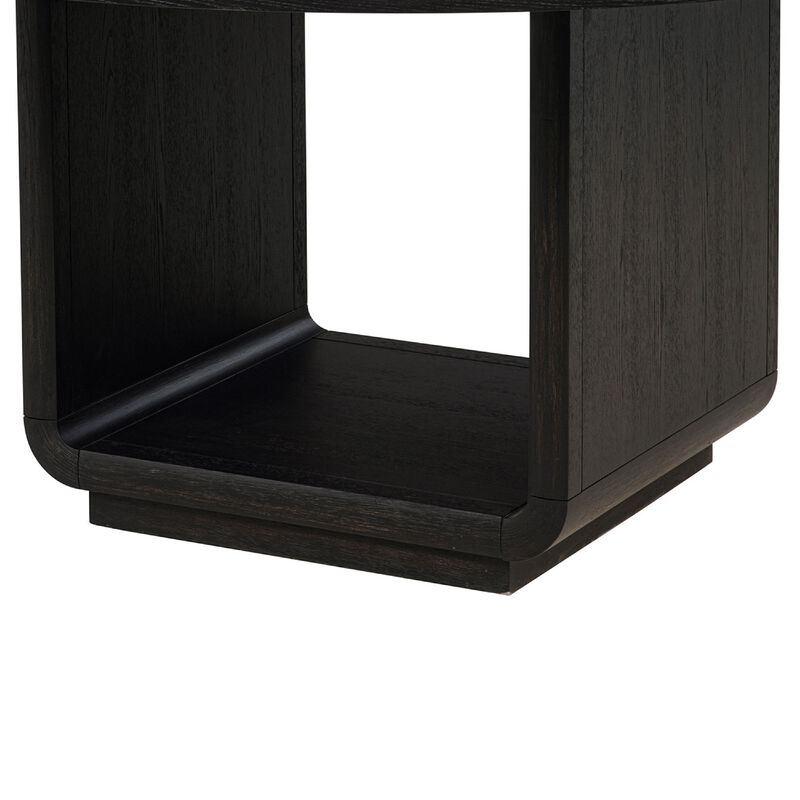 Lina Dining Table, 60 Inch Round Top, Open Square Base, Burnished Black image number 5