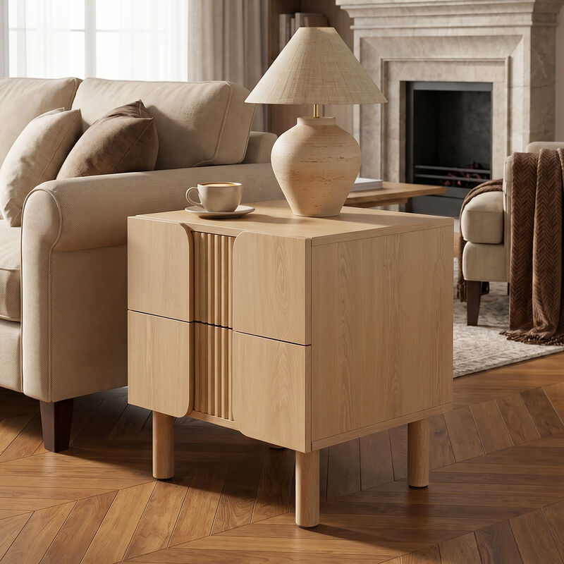 20.5" Blonde Birch 2-Drawer Wood Nightstand image number 3