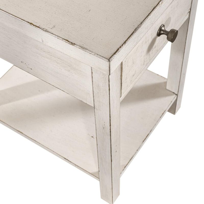 Liberty Furniture Modern Farmhouse Drawer Chair Side Table in Dusty w/ Heavy Distressing image number 6