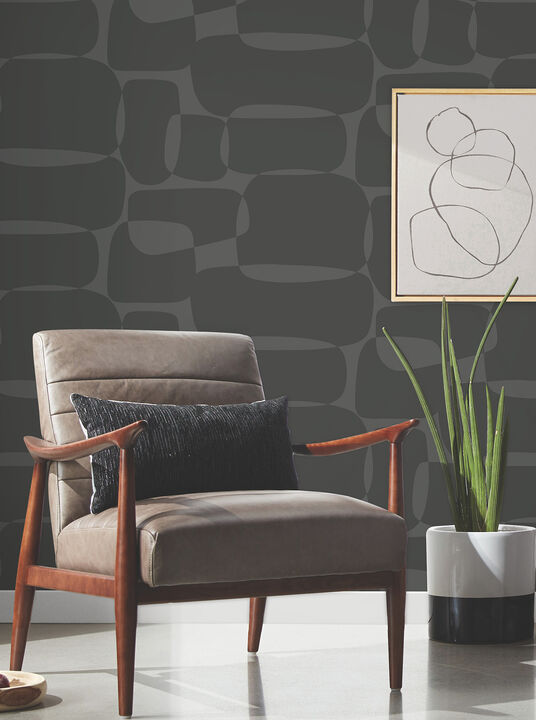 Block Black & Metallic Wallpaper
