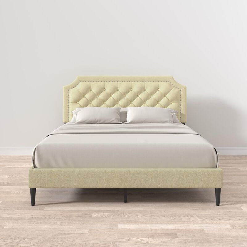 Rize Home Hanfield Queen Platform Bed Beige image number 2